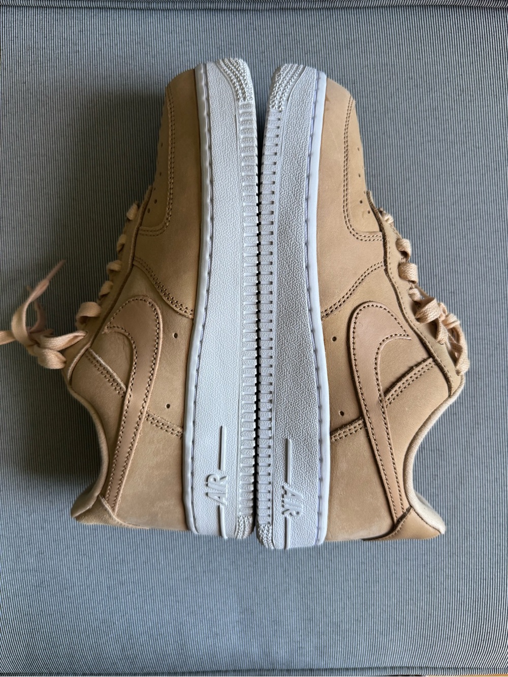 Nike Air Force One Beige/Tan Low-Top Sneakers with White Soles